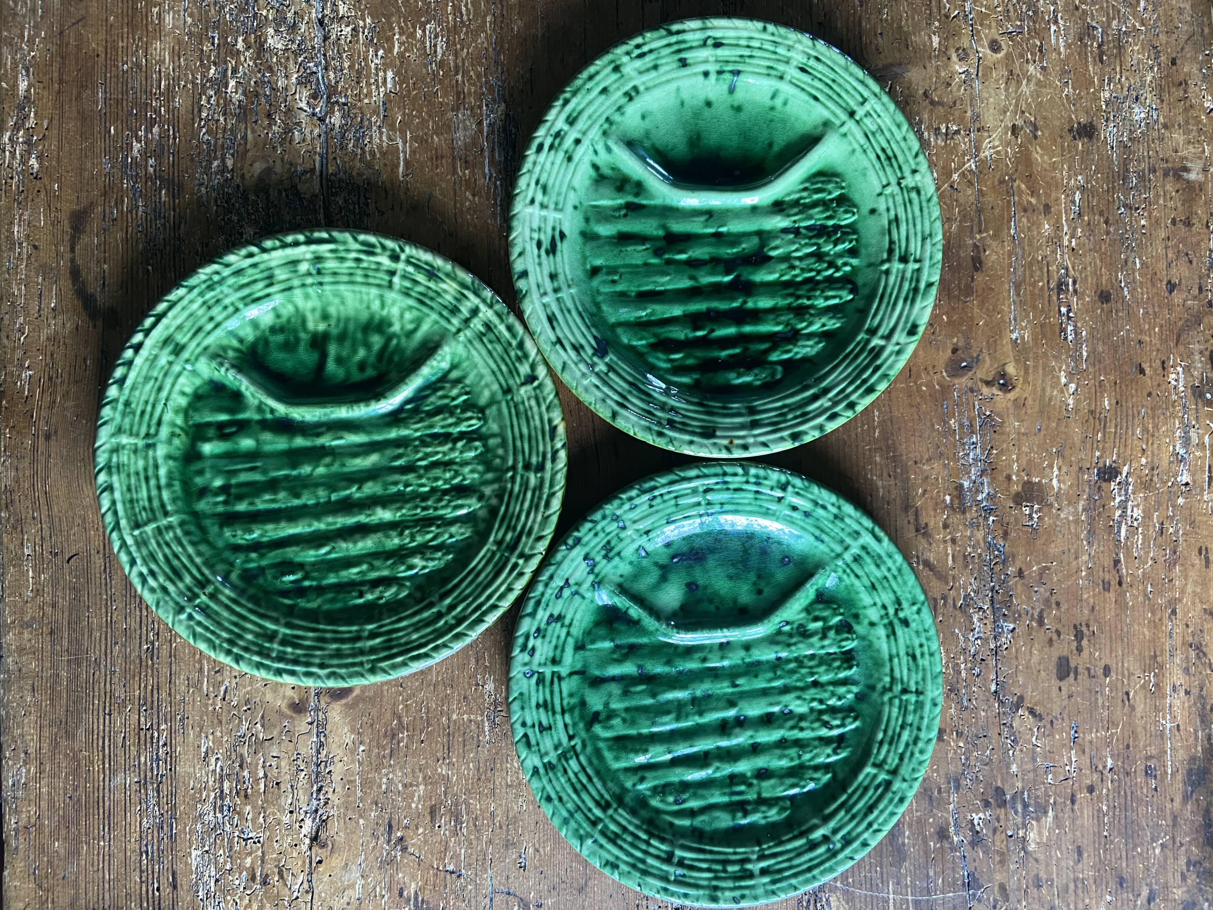 Green asparagus plates in slurry Vallauris 6 pieces