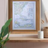 United States and West Indies, Vintage Map, 1895, Authentic.