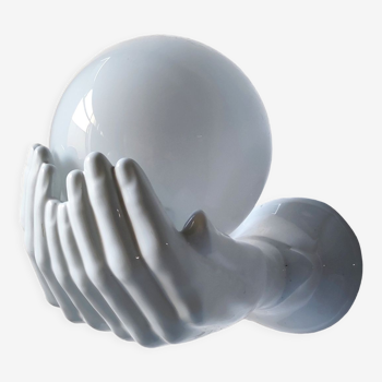 Wall lamp white ceramic hands