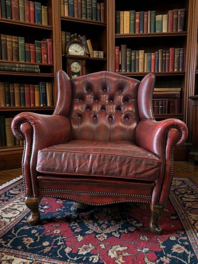 Vintage Chesterfield armchair in Oxford Blood leather / single seat