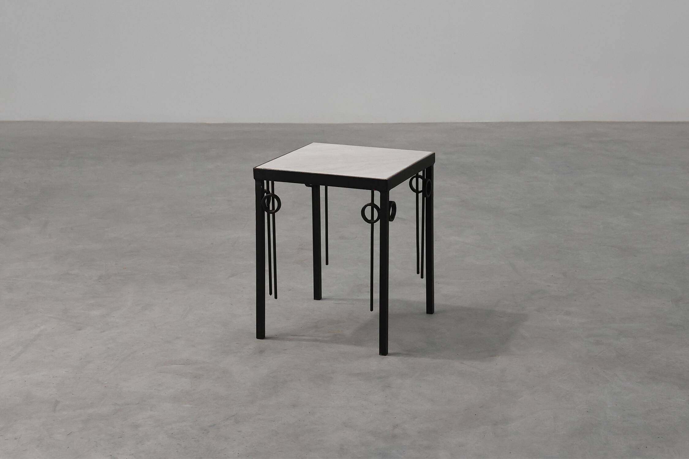 Pia Manu square Cast Iron and Marble Side Table, Belgium 1960s