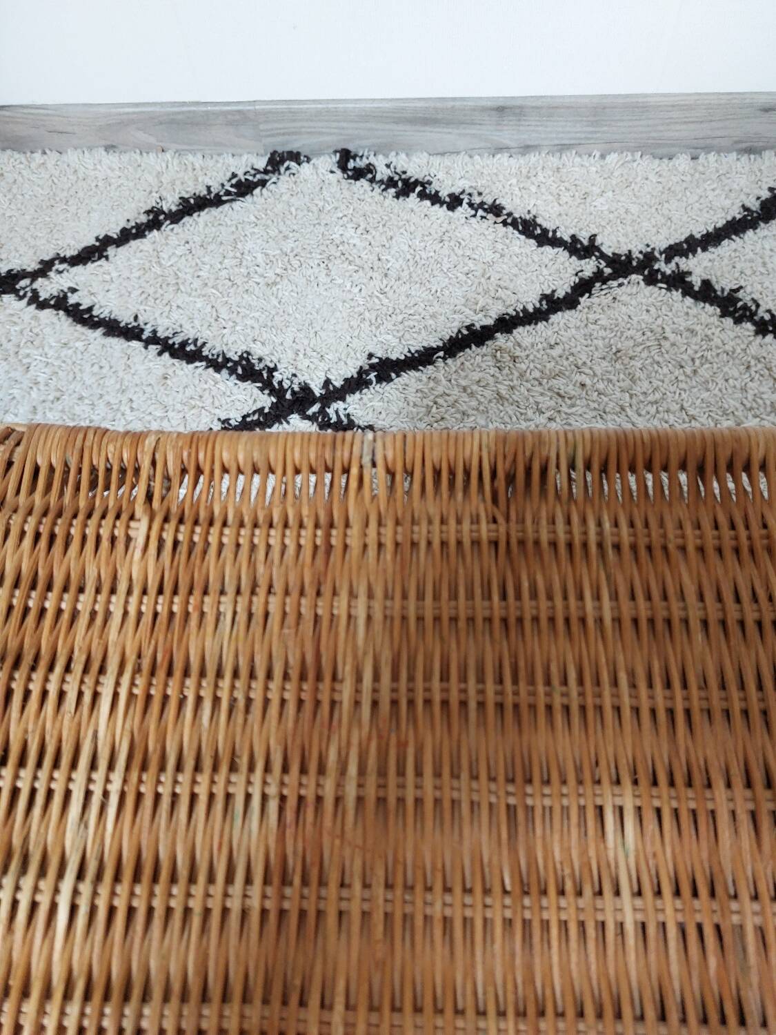 60s woven metal wicker bedside table