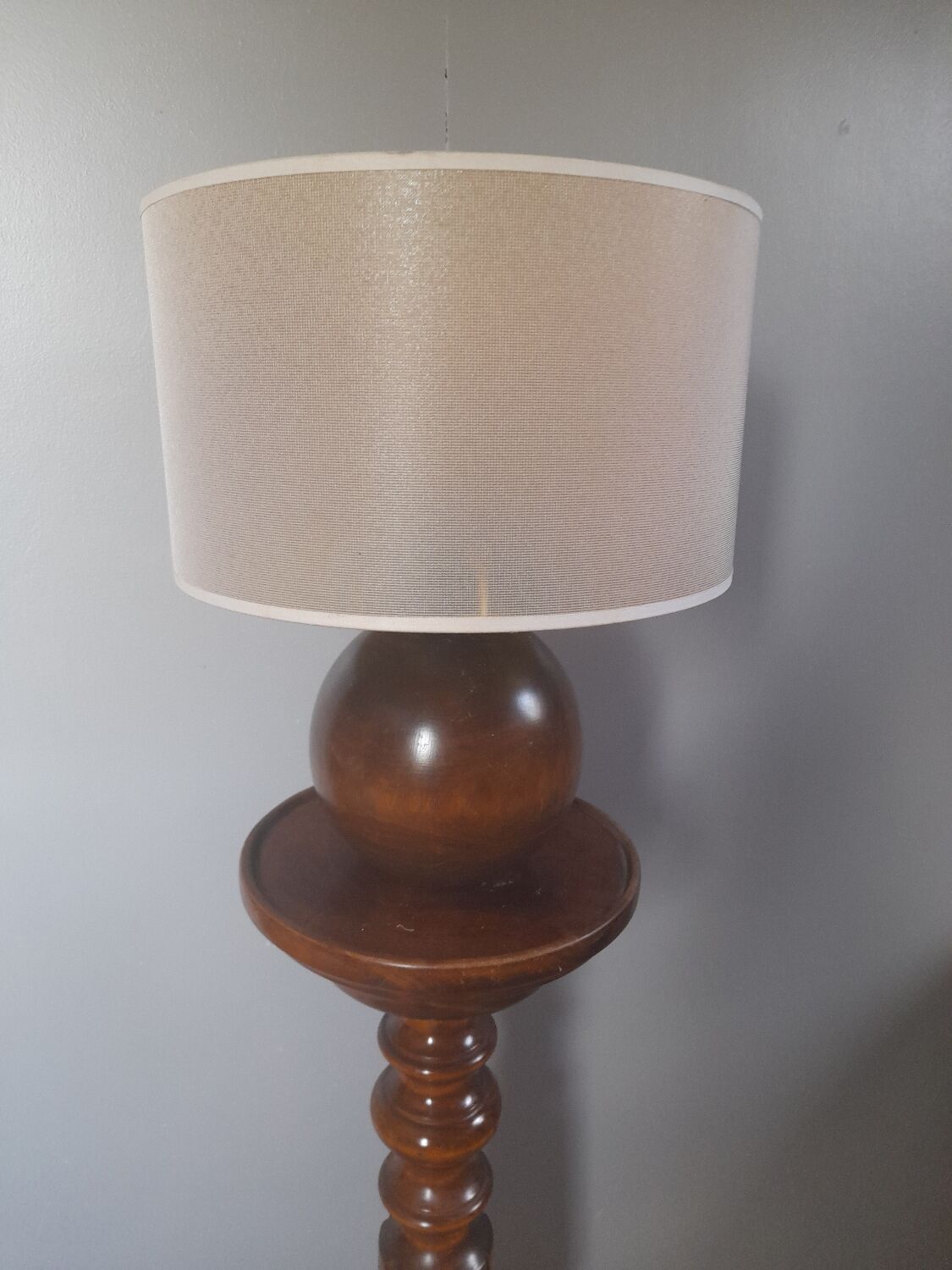 Table lamp foot ball dark solid wood Tournerie du sou, France