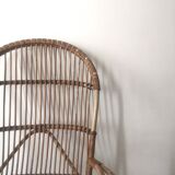 Vintage Dutch rattan armchair with armrest, 1960s