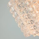 Vintage Austrolux Glass Chandelier: Mid-Century Chrome Pendant Light