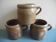 Lot of antique rustic stoneware pots, old French stoneware pots