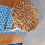 Small table vintage bamboo and rattan tripod