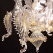 Charming vintage Venetian chandelier, transparent and gold Murano glass, 1970s