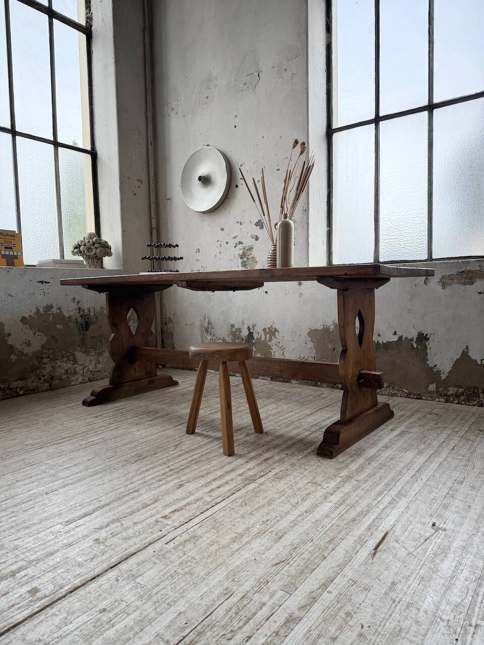Monastery-style farmhouse table, pine, 210cm