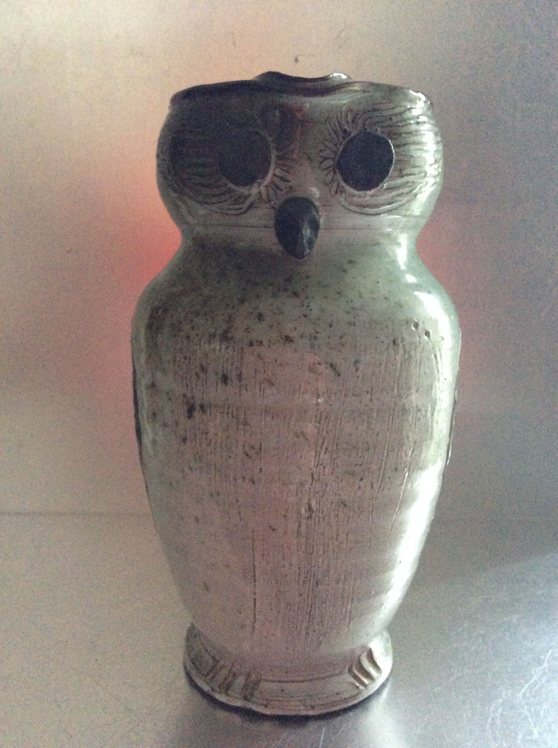 Ceramic owl pitcher, 70s