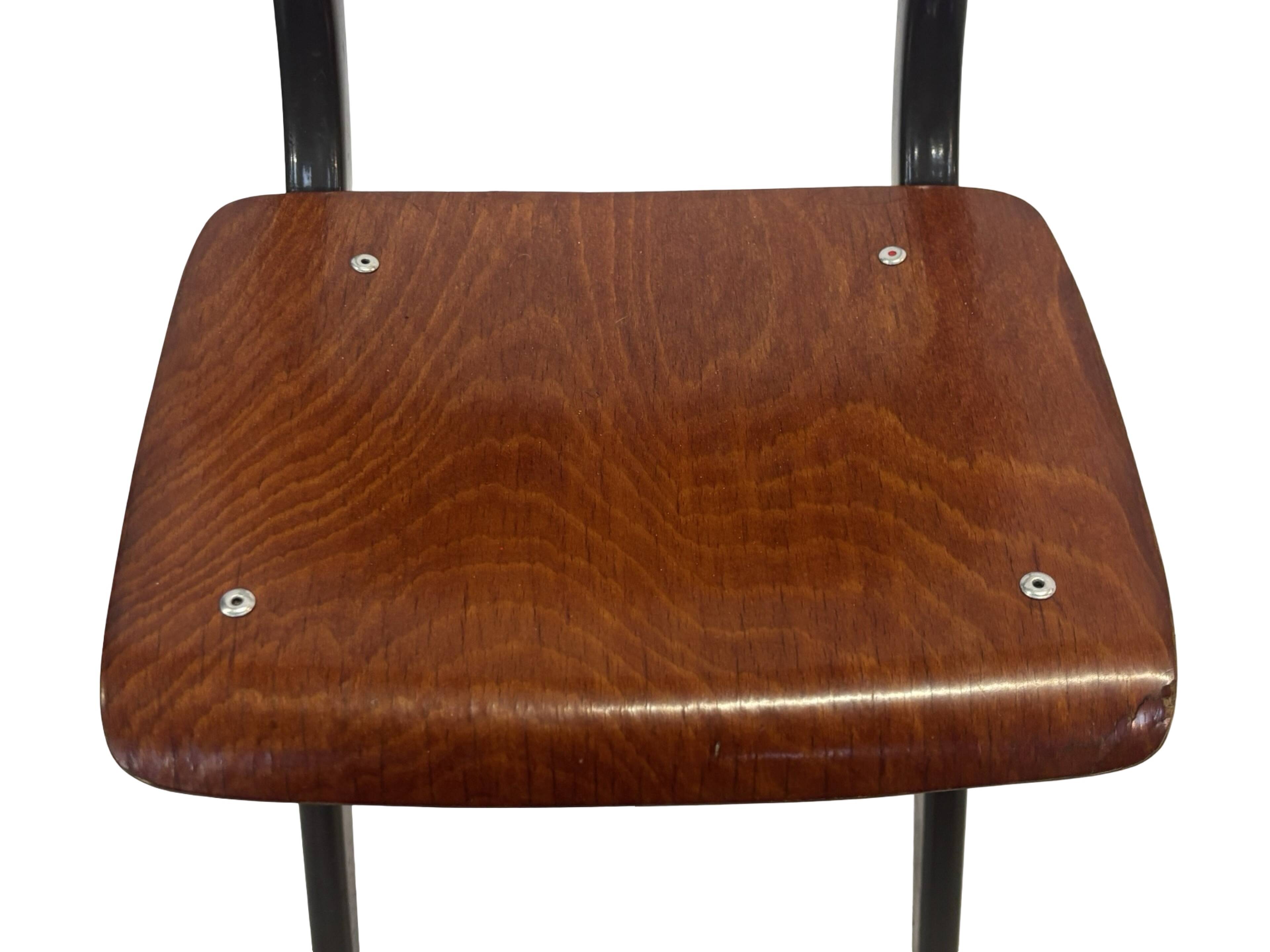 Vintage industrial children's chair, school chair, Dutch design