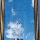 Large gilded Louis-Philippe antique mirror from the 19th century with original glass, measuring 129 x 10 cm.