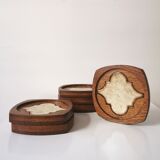 6 oak and ceramic coasters, 1950