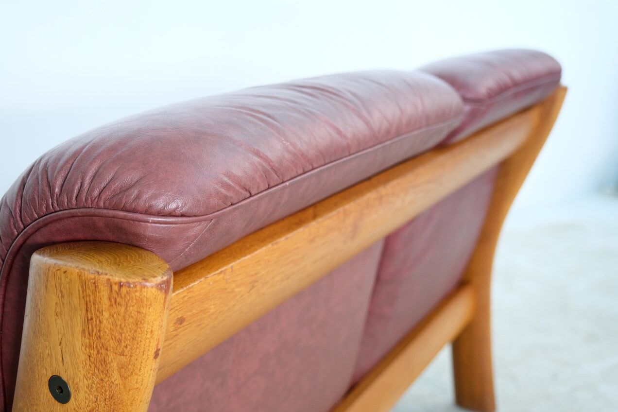 Canapé deux places en teck et cuir d’Ekornes, années 1970