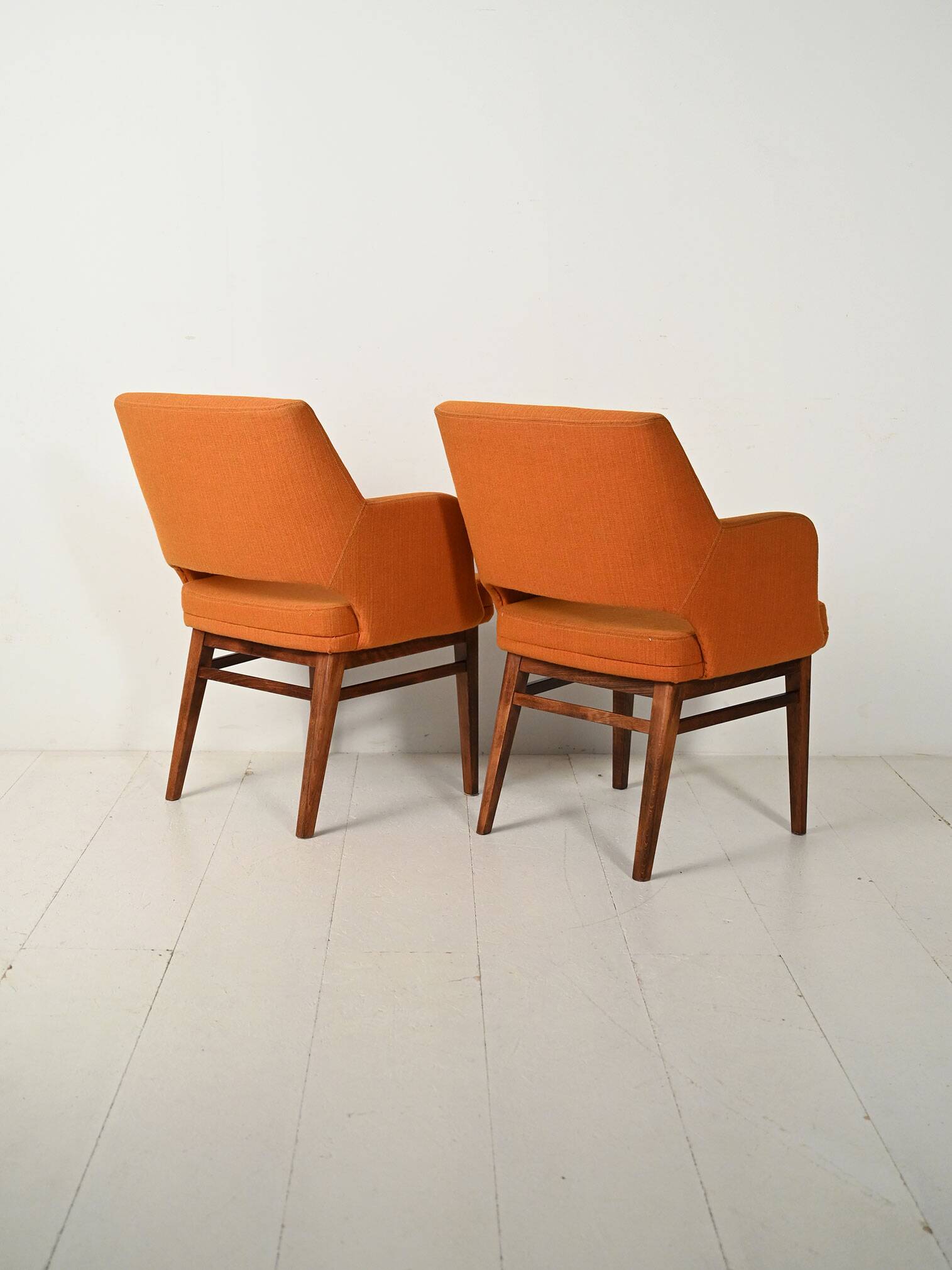 Pair of orange Oslosund armchairs by Kinnarps, 1950s