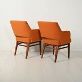 Pair of orange Oslosund armchairs by Kinnarps, 1950s