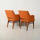 Pair of orange Oslosund armchairs by Kinnarps, 1950s