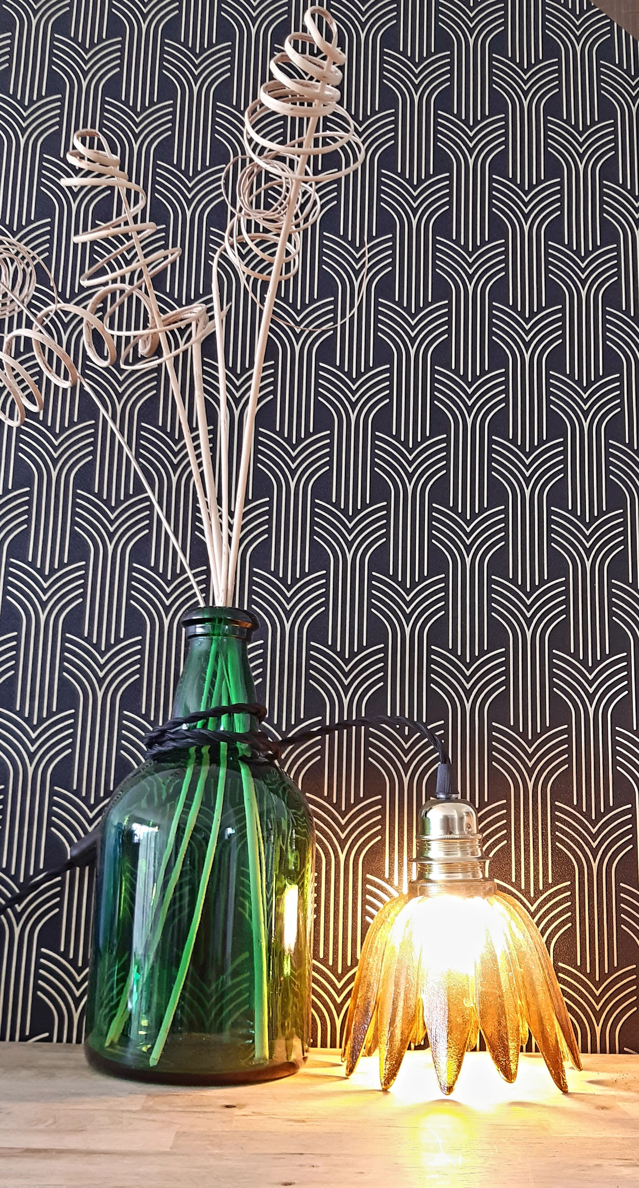 Amber vintage hand lamp