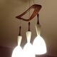 Large Scandinavian Pendant Light, Teak Wood and Glass