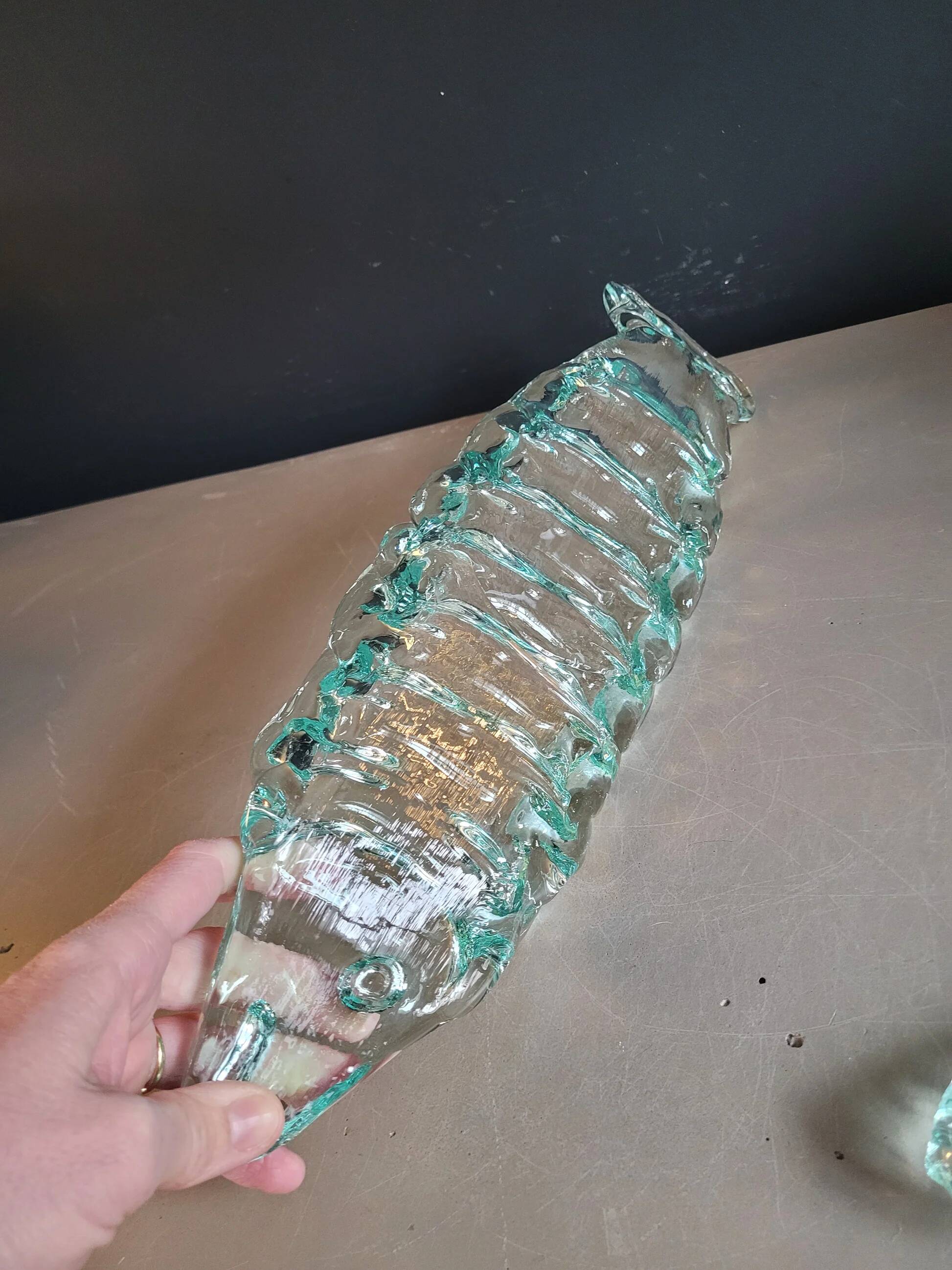 Pair of pressed glass sushi dishes