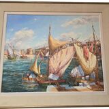 St Tropez port scene by Lucien Xim