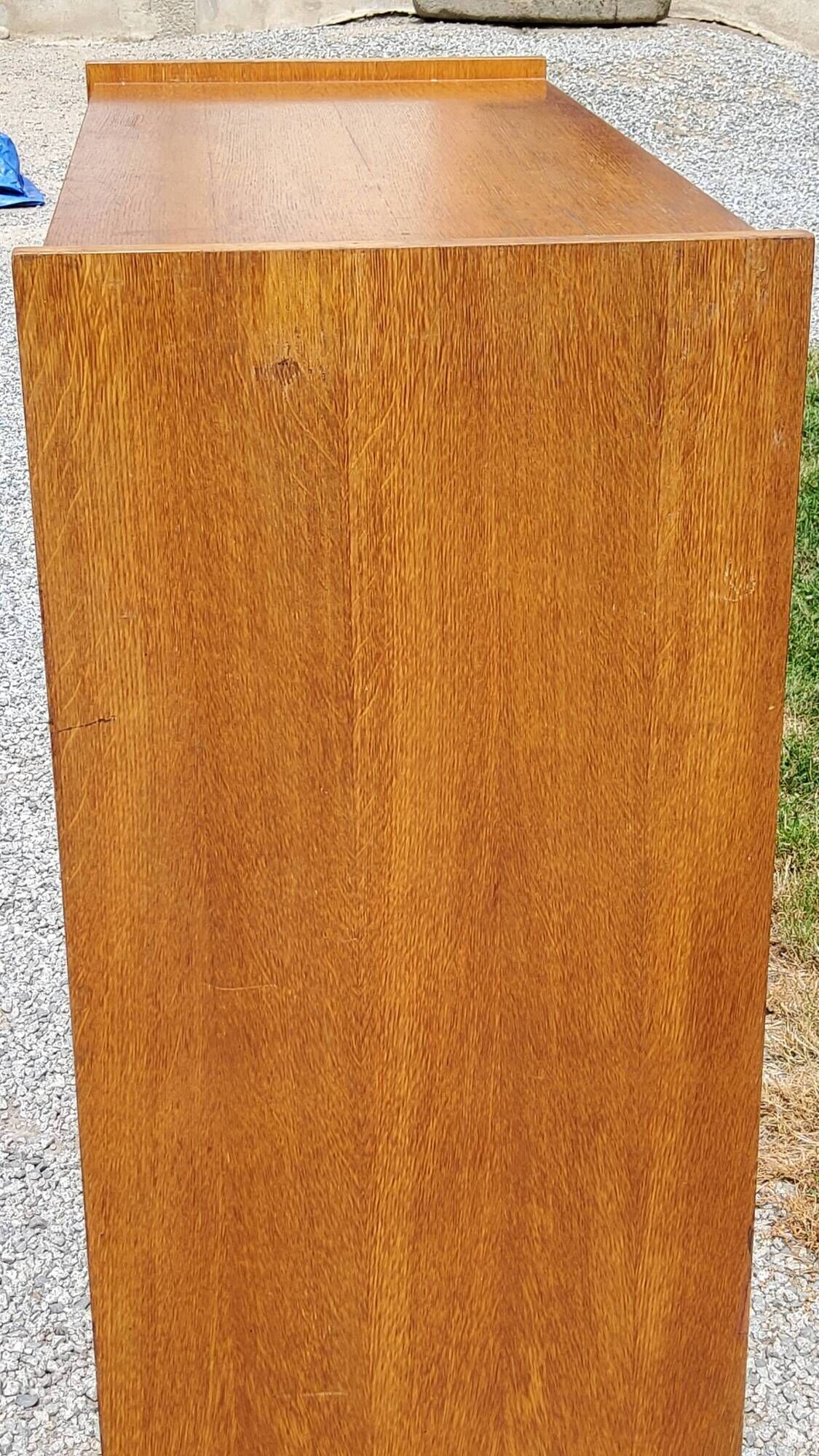 Vintage Golden Blond Oak Chest of drawers Feet Compass 6 Drawers 1 Door 50s