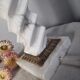 Twisted lamp foot in white marble and brass, square base - 1950's