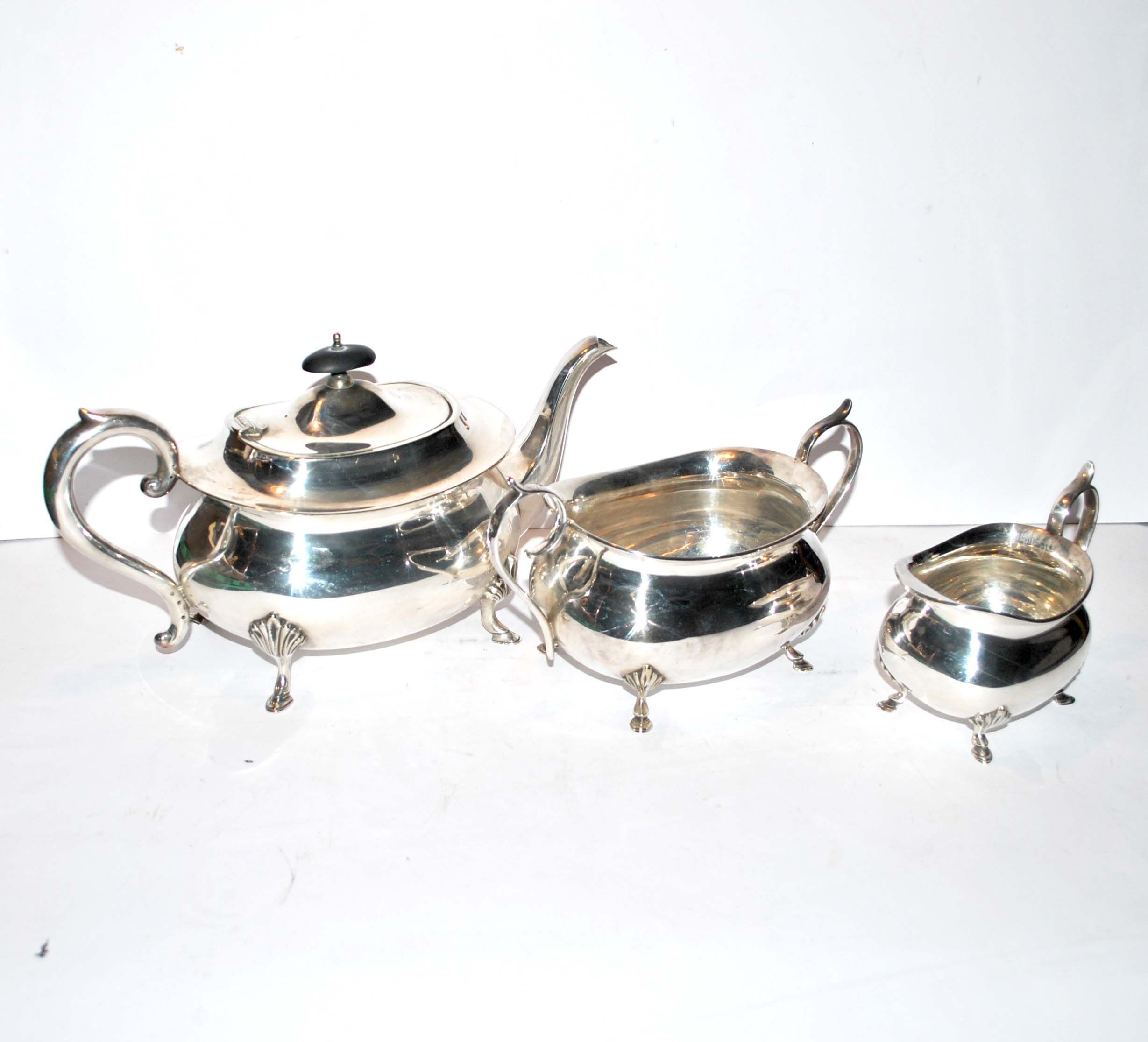 English Hard Soldered Silver Metal Tea Set - Goldsmith JB Chatterley 1900
