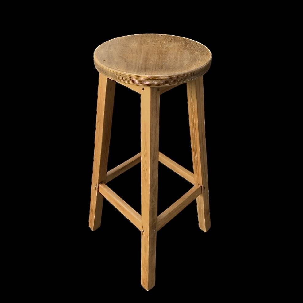 Antique solid wood bar stool – 6.612 kg – 1970s