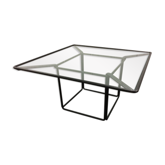 Small coffee table in black lacquer metal and glass B&B Italia circa 1980