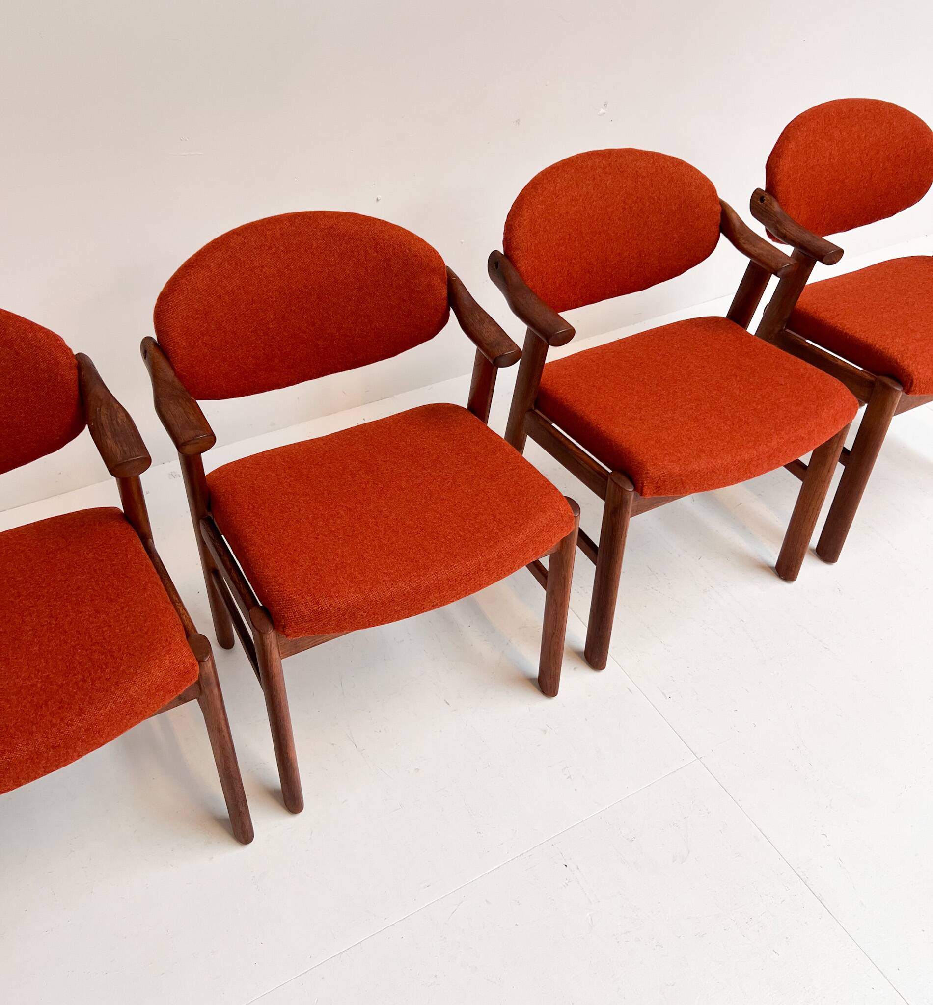 Set reupholstered Danish design chairs by Schou Andersen, 1960s
