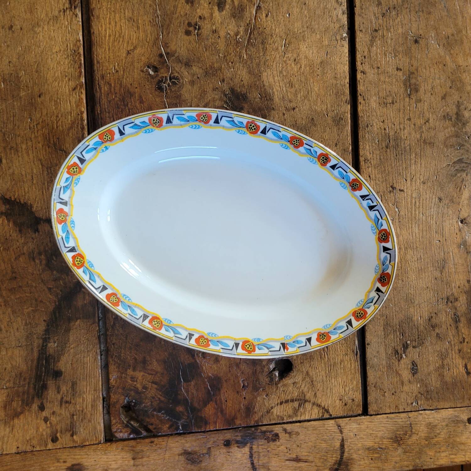 Large oval Art Deco platter MLV France 1930s