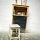 Vintage blue secretary and raw wood