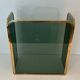 Three-Panel Folding Fire Screen in Tinted Green Glass with Brass Frame
