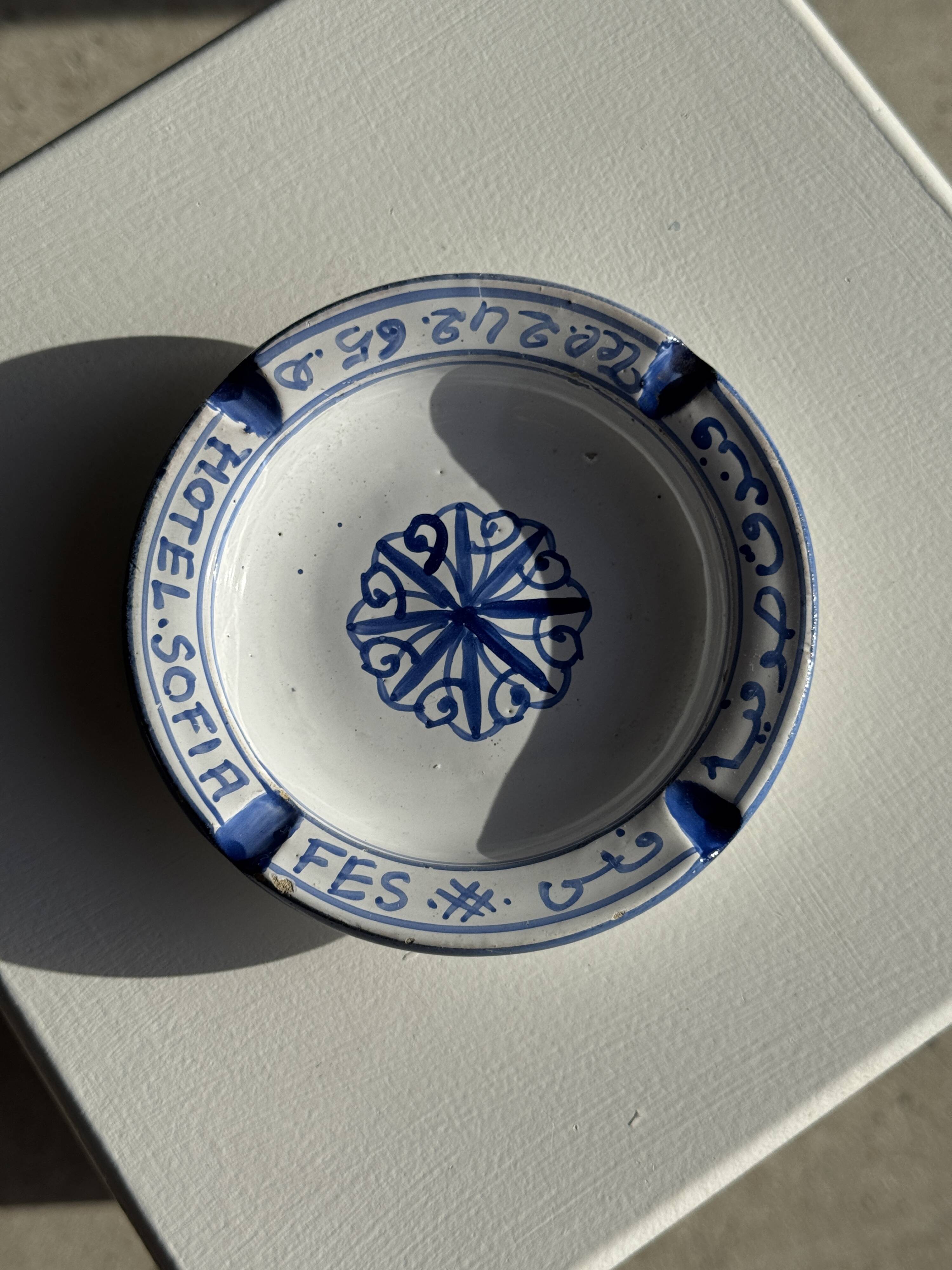 Blue and white ashtray from the Sofia Hotel in Fes D13
