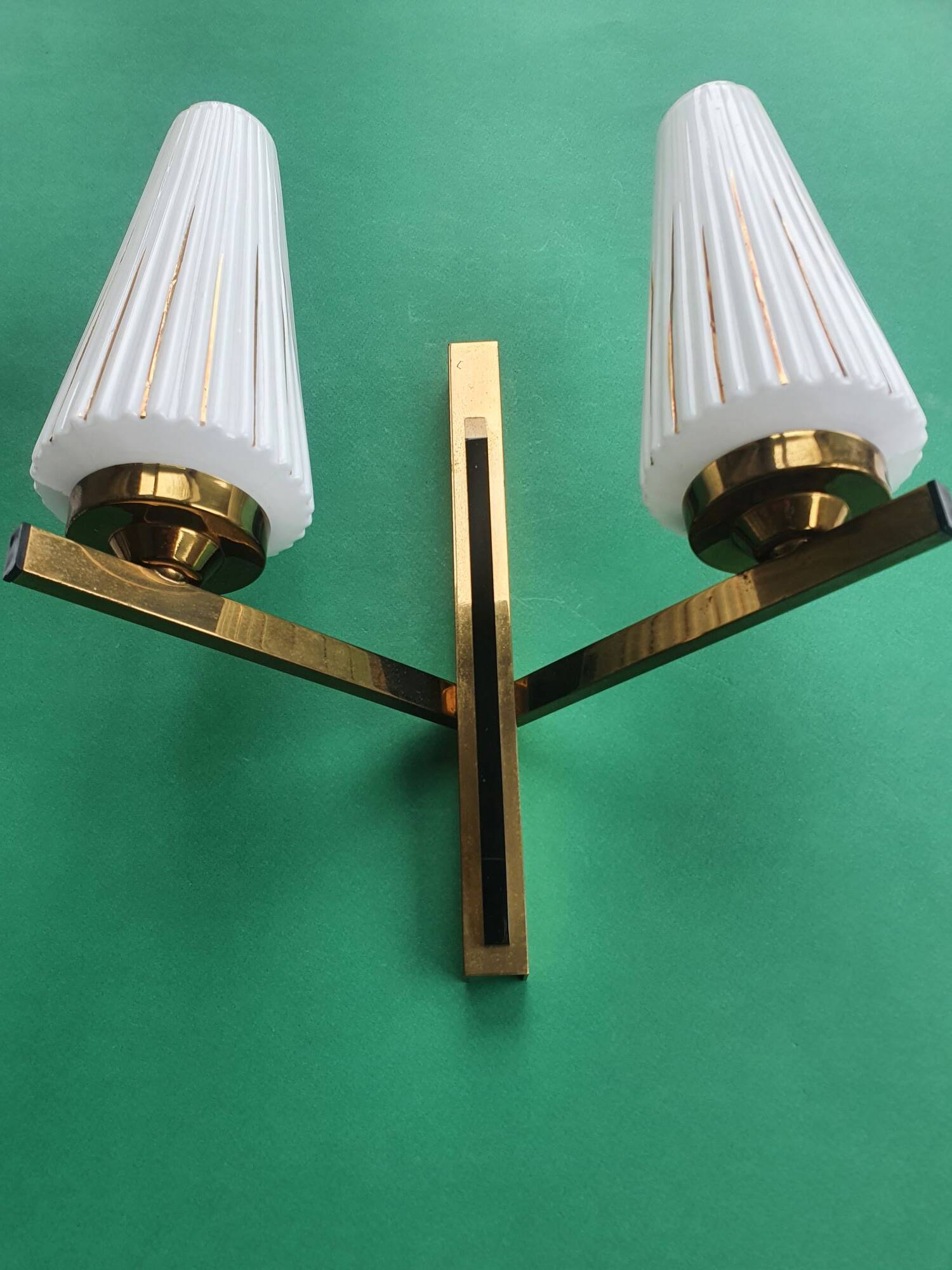 Antique gold two-light wall light