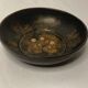 CHINA, black lacquered wood cup decorated three dignitaries early twentieth century