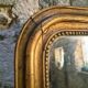 Antique French Louis Philippe mirror, gilded mercury mirror, 19th century.