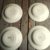 4 Soup Plates Faience from Salins Decor Green and Orange