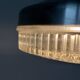 Crystal glass ceiling light with a metal frame and wood details, 1960s, Germany.