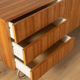 Classic sideboard from the 1960s, walnut veneer, Bauhaus stainless steel feet