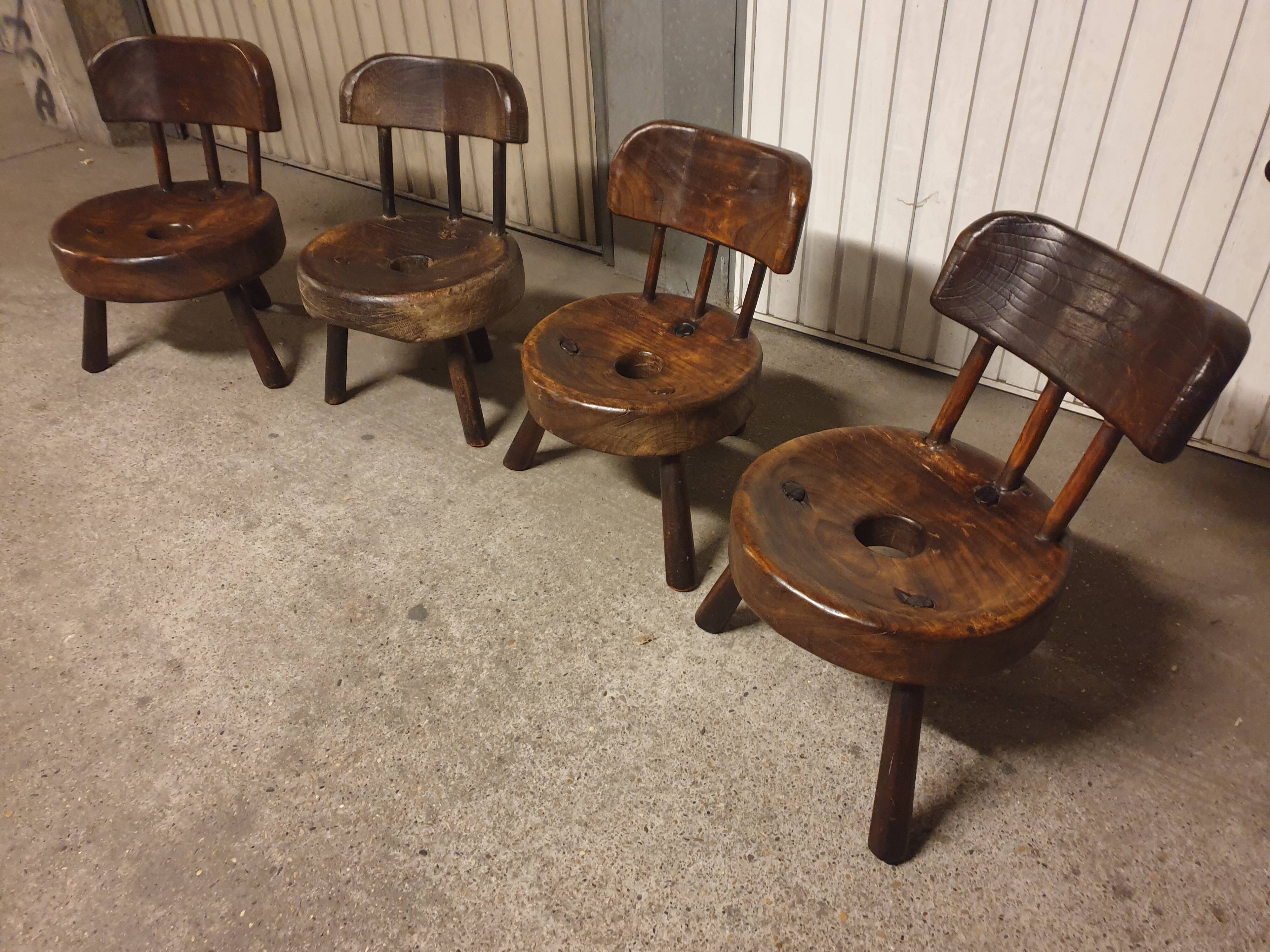 Set of 4 Brutalist Brazil Mid-Century Chairs