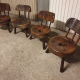 Ensemble de 4 chaises brutaliste Brésil Mid-Century