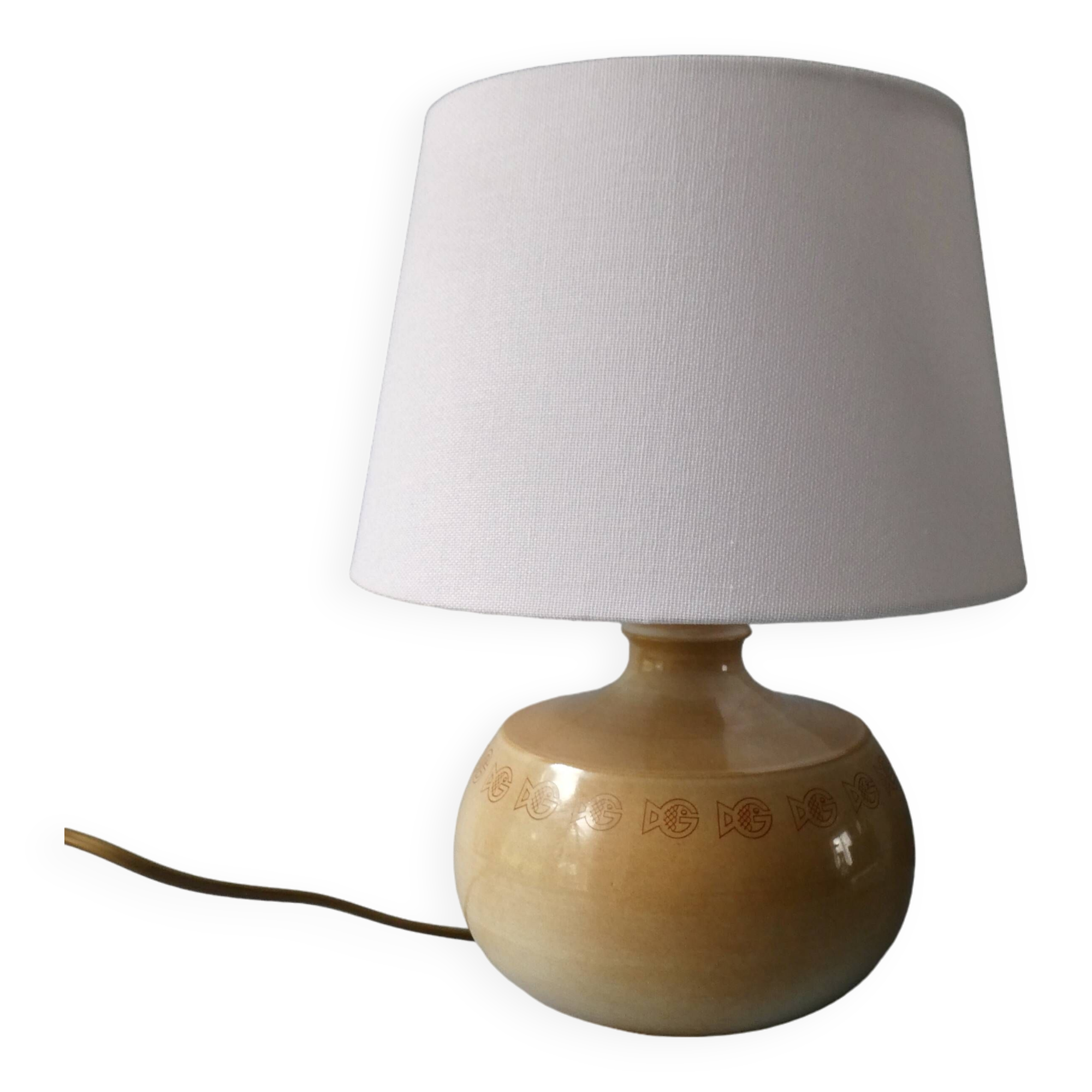 Ceramic lamp signed Montgolfier France, fish decor