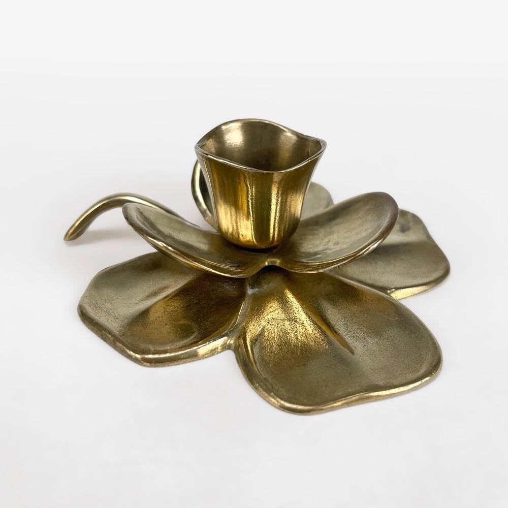 Bougeoir fleur en laiton années 70