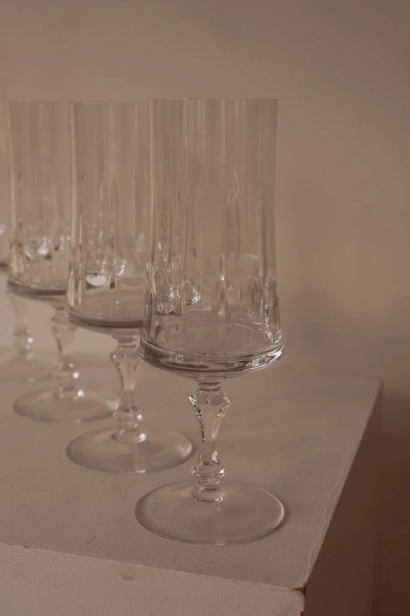 Crystal champagne glasses from France, set of 4