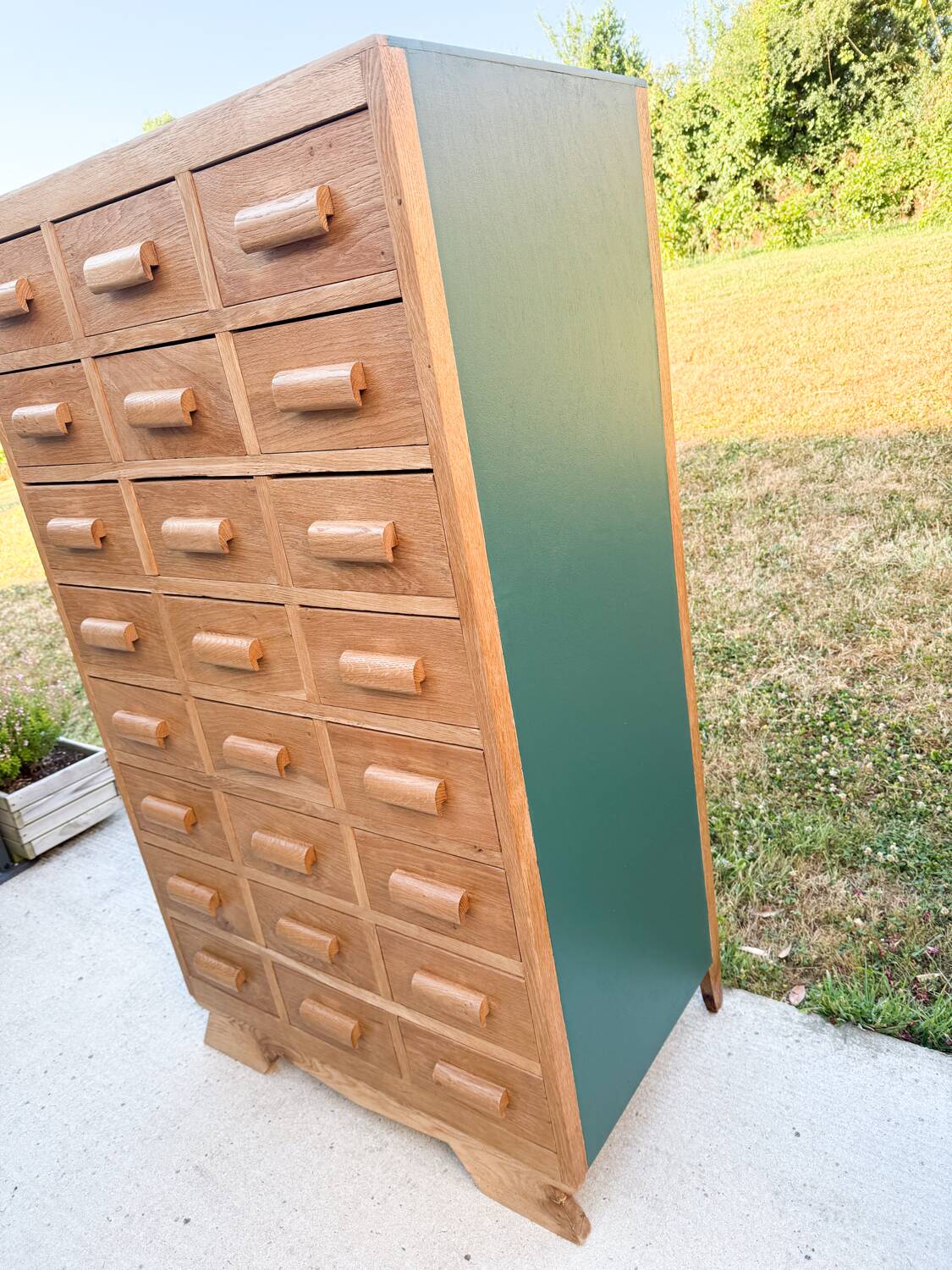 Oak craft cabinet, 24 drawers