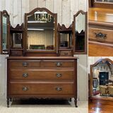 English walnut dressing table chest of drawers - early XXth
