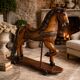Antique painted wooden rocking horse – Large decorative model on wheels