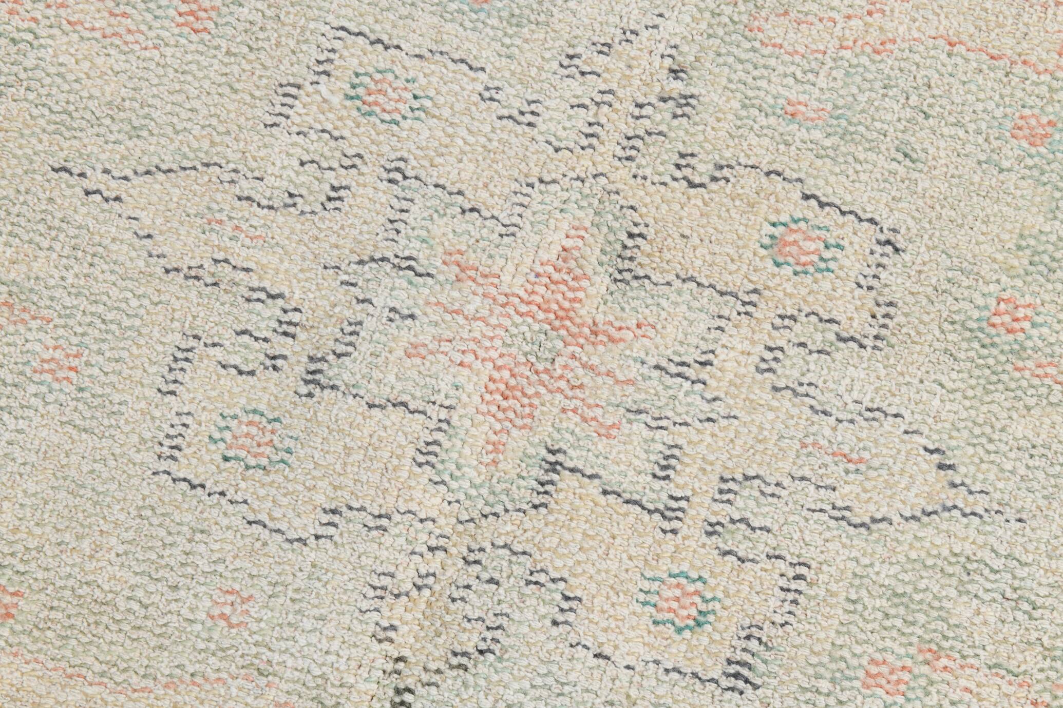 Tapis Oushak Vintage Corail Beige Pastel, 215x319 Cm